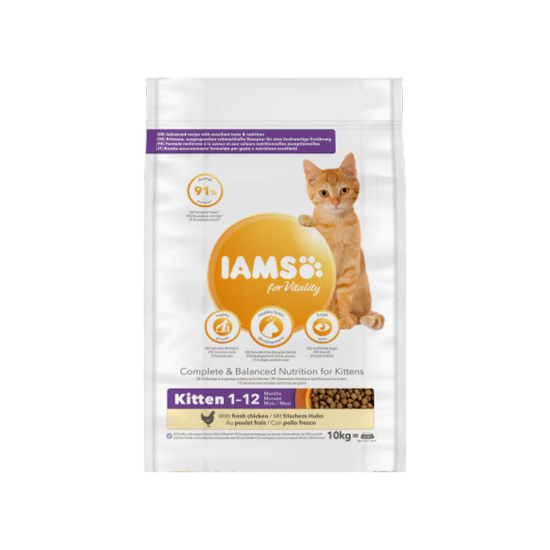 IAMS für Vitality Spezial-Trockenfutter  für Kätzchen mit frischem Huhn. (Kitten 1-12) in 3 Größen