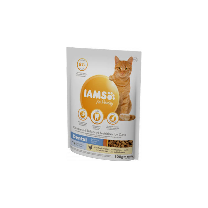 IAMS für Vitality  Trockenfutter mit frischem Huhn für Katzen. (Dental) in 3 Größen