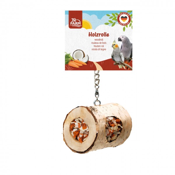 JR FARM Holzrolle für Großsittiche und Papageien mit Füllung
