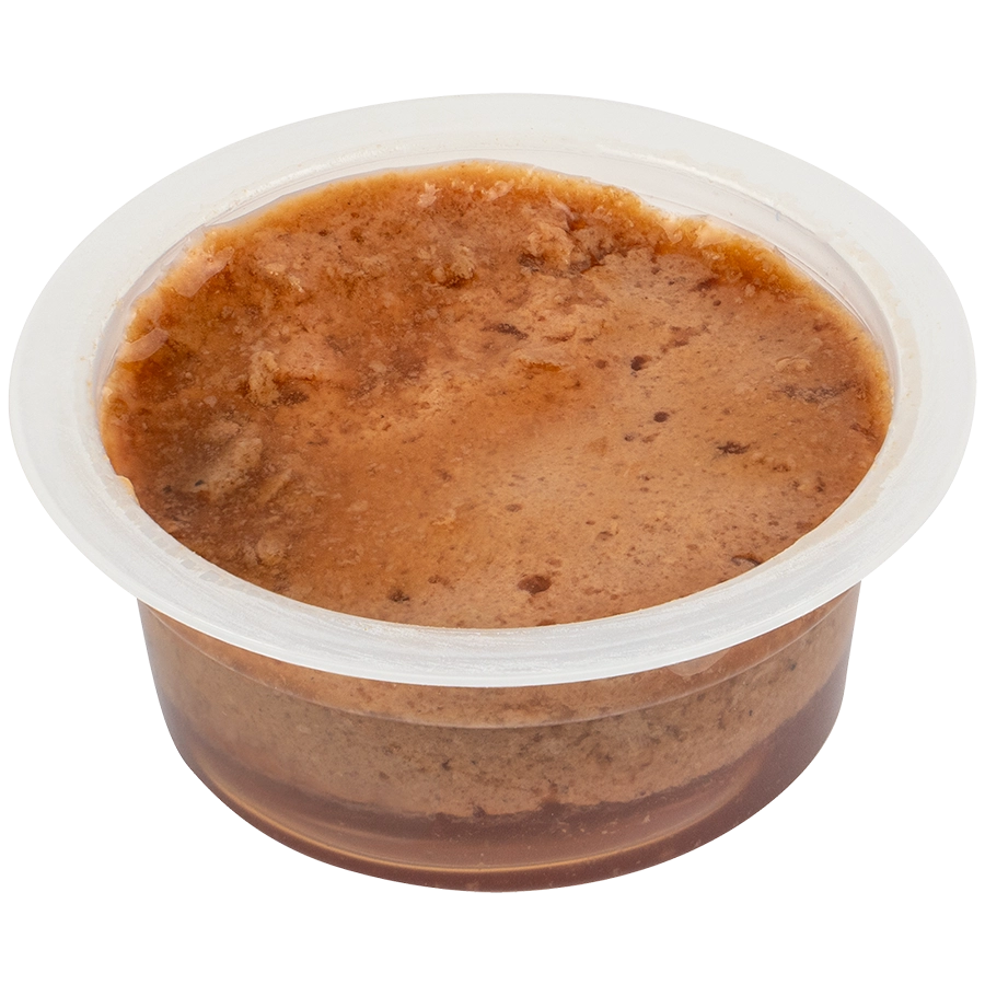 Mousse mit  Sauce, reich an Huhn, von Voskes