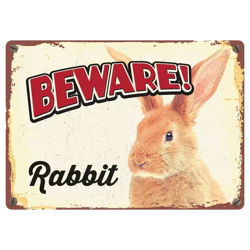 SOLANGE VORRAT REICHT Metallschild "Beware Rabbit (h)"