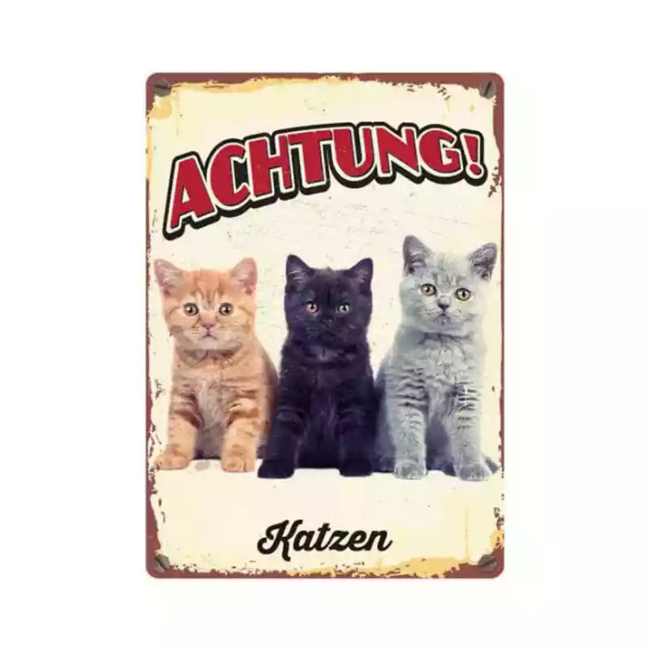 Metallschild "Drei Katzen"