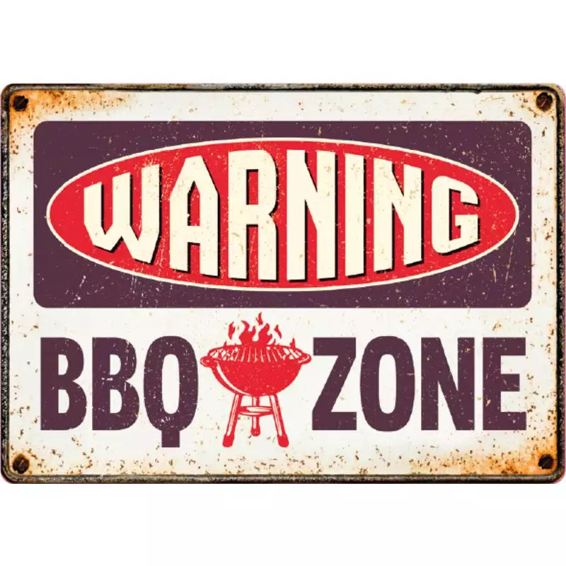 SOLANGE VORRAT REICHT Metallschild "BBQ Zone Warning (h)"