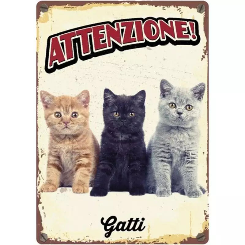 Metallschild "Drei Katzen"