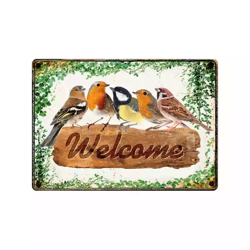 SOLANGE VORRAT REICHT Metallschild "Welcome Birds (h)"