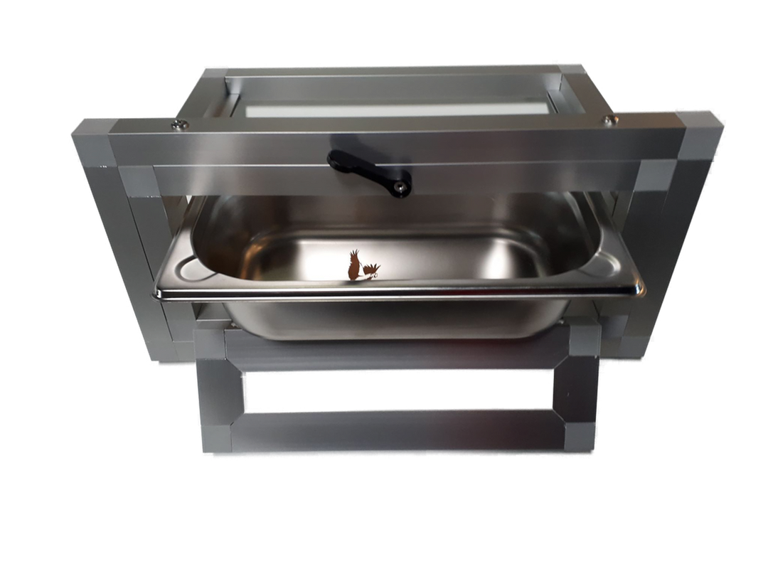 Edelstahlbadewanne Drahtmontage Außenbedienung klein für Sittiche