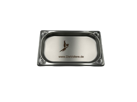 Ersatz-Edelstahlwanne klein flach für Sittiche und Papageien