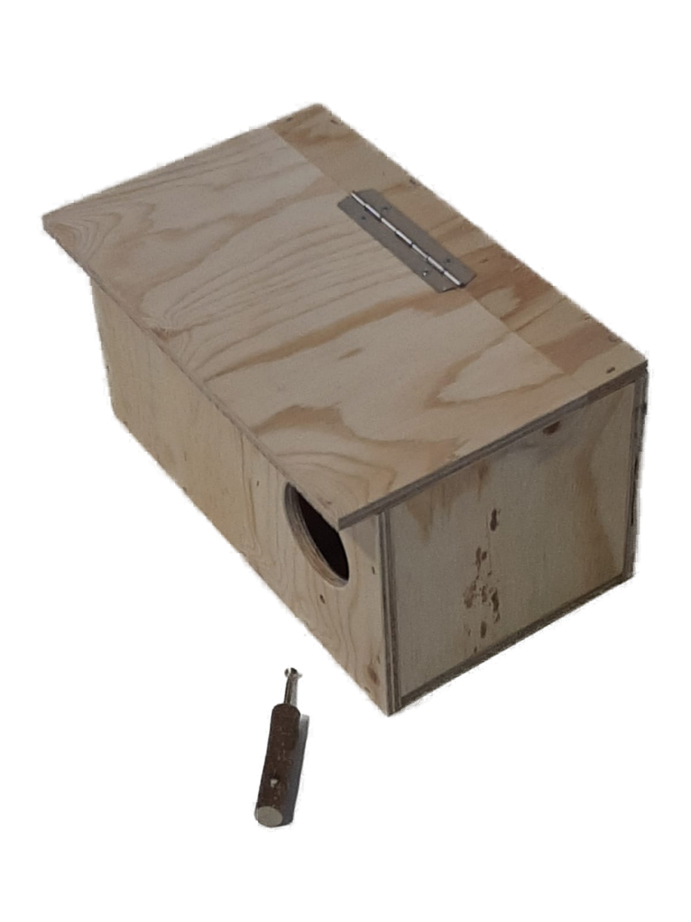 Holznistkasten für kleine Vögel wie Katharinasittiche, Bourkesittiche und Unzertrennliche.