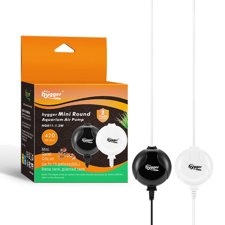 Leise Sauerstoffpumpe fürs Aquarium / Mini Round Aquarium Air Pump von hygger (schwarz)