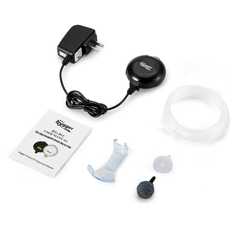 Leise Sauerstoffpumpe fürs Aquarium / Mini Round Aquarium Air Pump von hygger (schwarz)