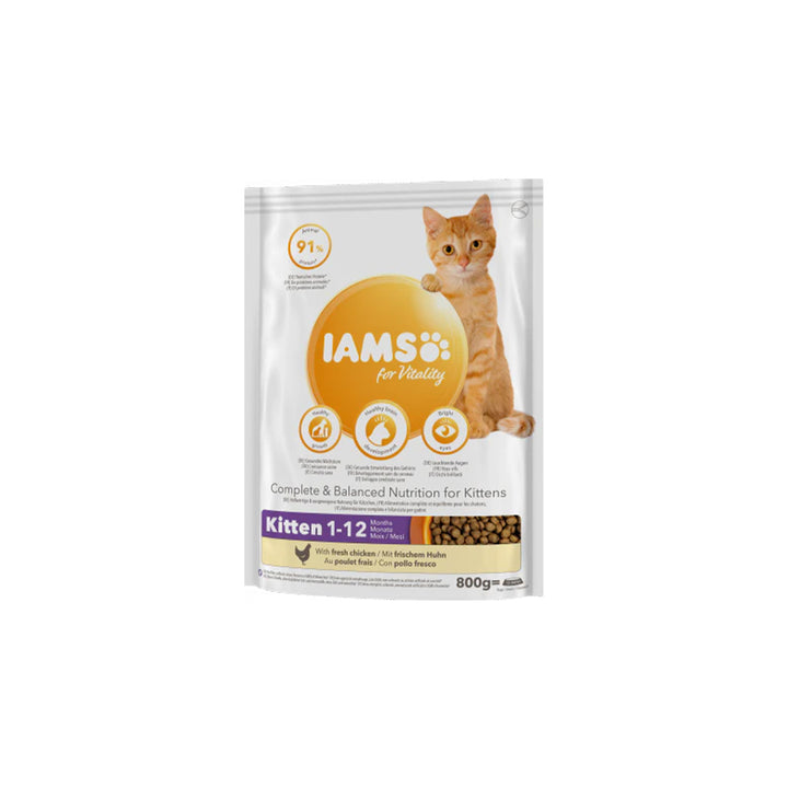 IAMS für Vitality Spezial-Trockenfutter  für Kätzchen mit frischem Huhn. (Kitten 1-12) in 3 Größen