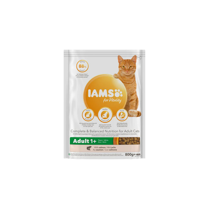 IAMS für Vitality Trockenfutter mit Lachs für ausgewachsene Katzen (Adult1+) in 2 Größen
