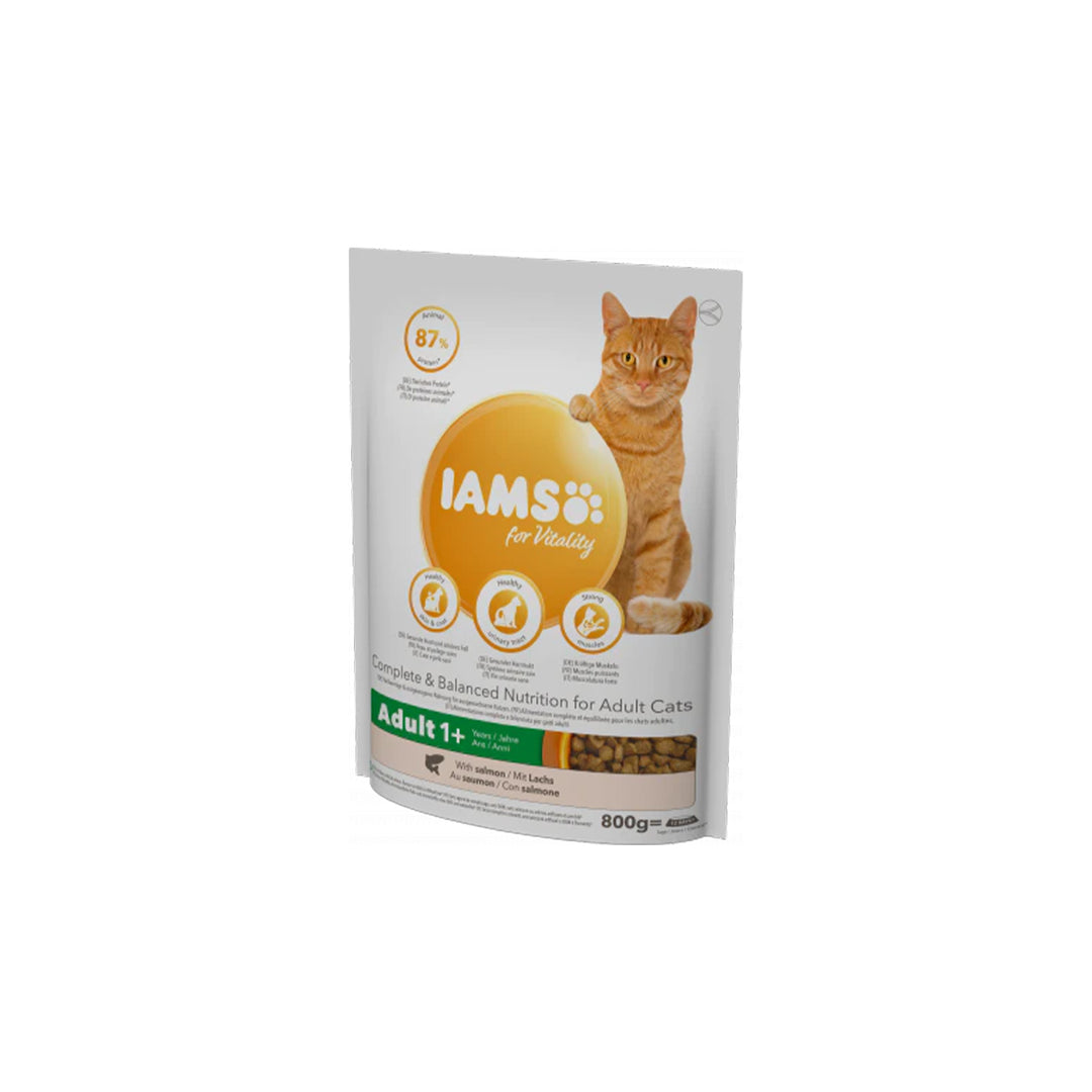 IAMS für Vitality Trockenfutter mit Lachs für ausgewachsene Katzen (Adult1+) in 2 Größen