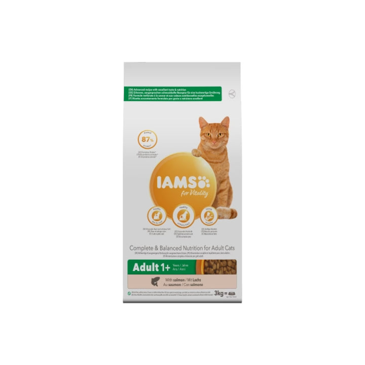 IAMS für Vitality Trockenfutter mit Lachs für ausgewachsene Katzen (Adult1+) in 2 Größen