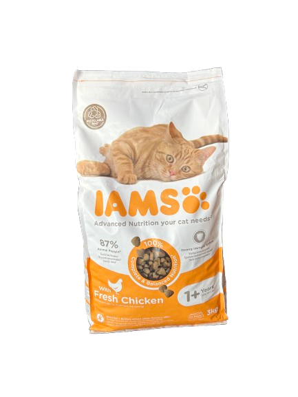 IAMS für Vitality Trockenfutter mit frischem Huhn für ausgewachsene und ältere Katzen (Hairball) in 2 Größen