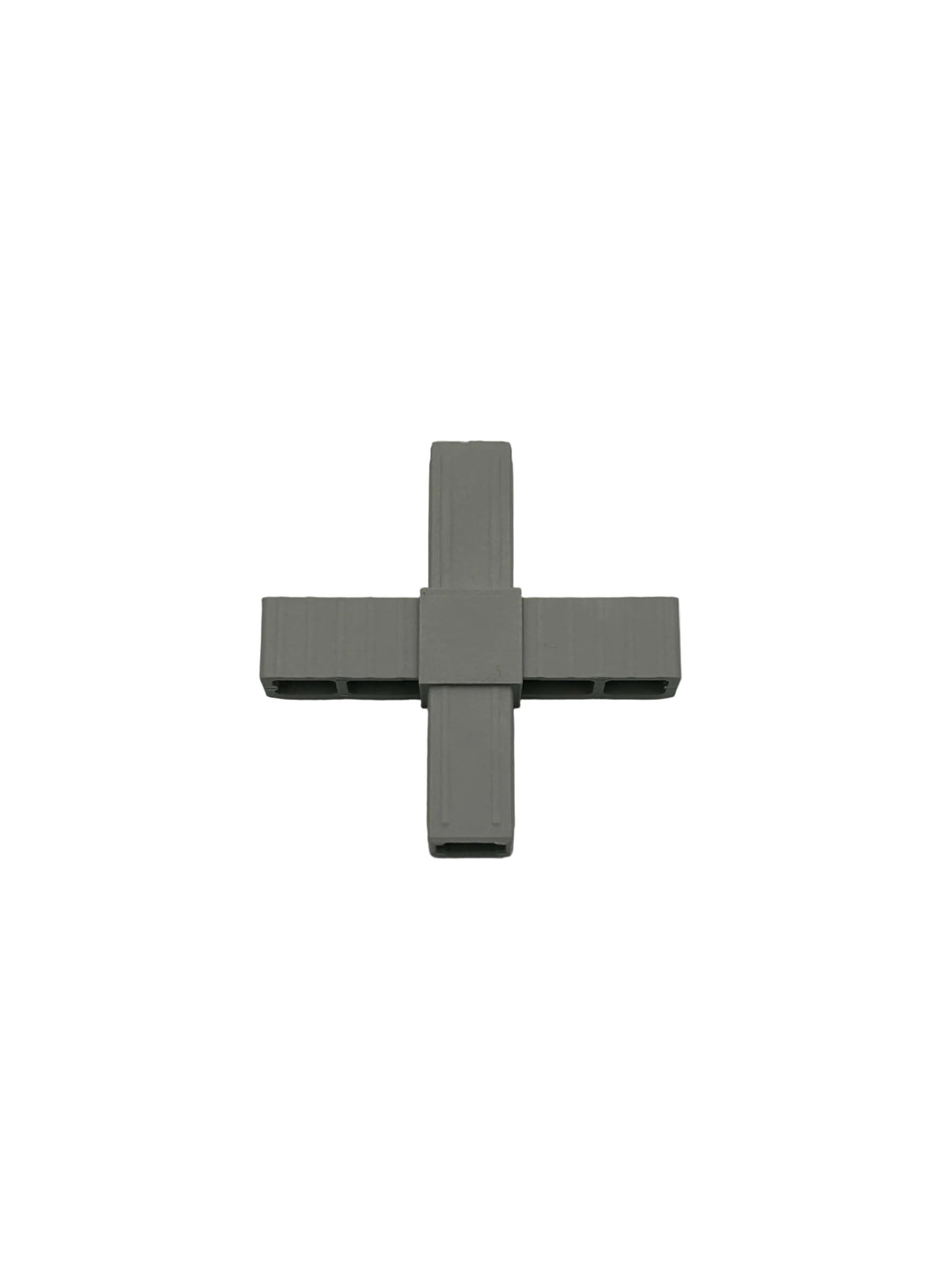 Kreuz-Verbinder für 20x20x1,5 mm Vierkantrohre aus glasfaserverstärktem Kunststoff.