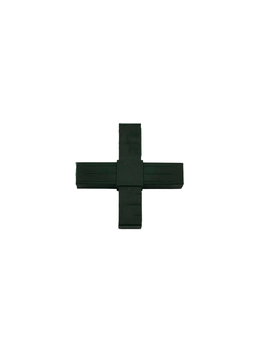 Detailansicht der Kreuz-Verbinder in den Farben Grau, Schwarz und Grün.