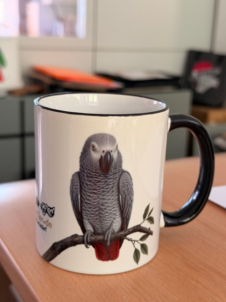 Tasse Sammeltasse AllesFürIhrTier.de Serie - Keramiktasse mit Graupapagei- Motive