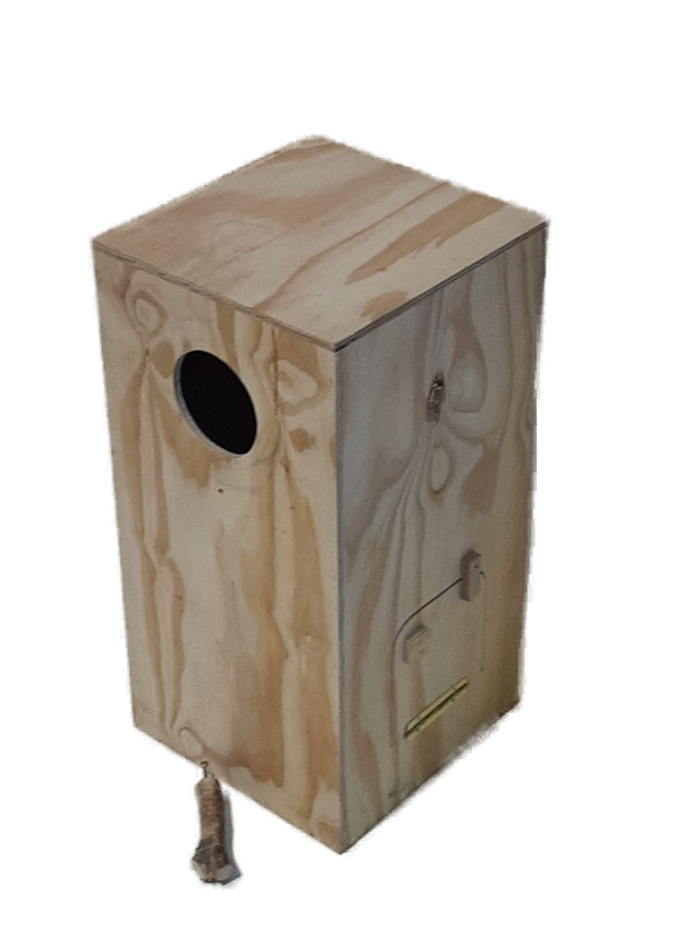 Papageien Nistkasten 30×32×60 cm mit Einschlupfloch Ø 11 cm und Kontrollklappe außen.