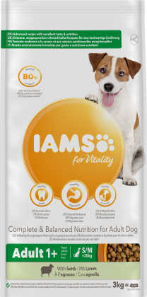 IAMS für Vitality Trockenfutter mit Lamm für ausgewachsene Hunde kleiner und mittelgroßer Rassen