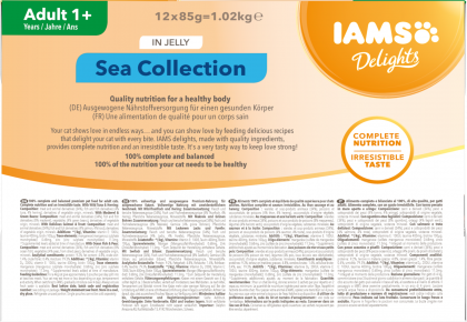 IAMS Nassfutter für ausgewachsene Katzen mit unterschiedlichen Fischaromen – Meereskollektion in Gelee (Adult 1+)