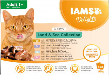 IAMS  Nassfutter für Katzen incl. Napf und Spielzeug