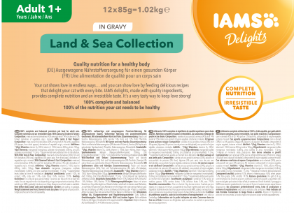IAMS  Nassfutter für ausgewachsene Katzen mit unterschiedlichen Fleisch- und Fischaromen – Land- und Meereskollektion in Gelee (Adult 1+)