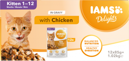 IAMS  Nassfutter  für Kätzchen mit Huhn in Sauce. (Kitten 1-12)