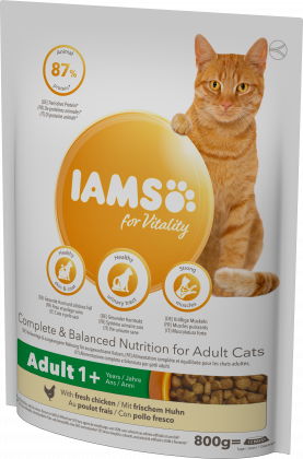 IAMS für Vitality Trockenfutter  mit frischem Huhn für ausgewachsene Katzen (Adult1+) in 3 Größen