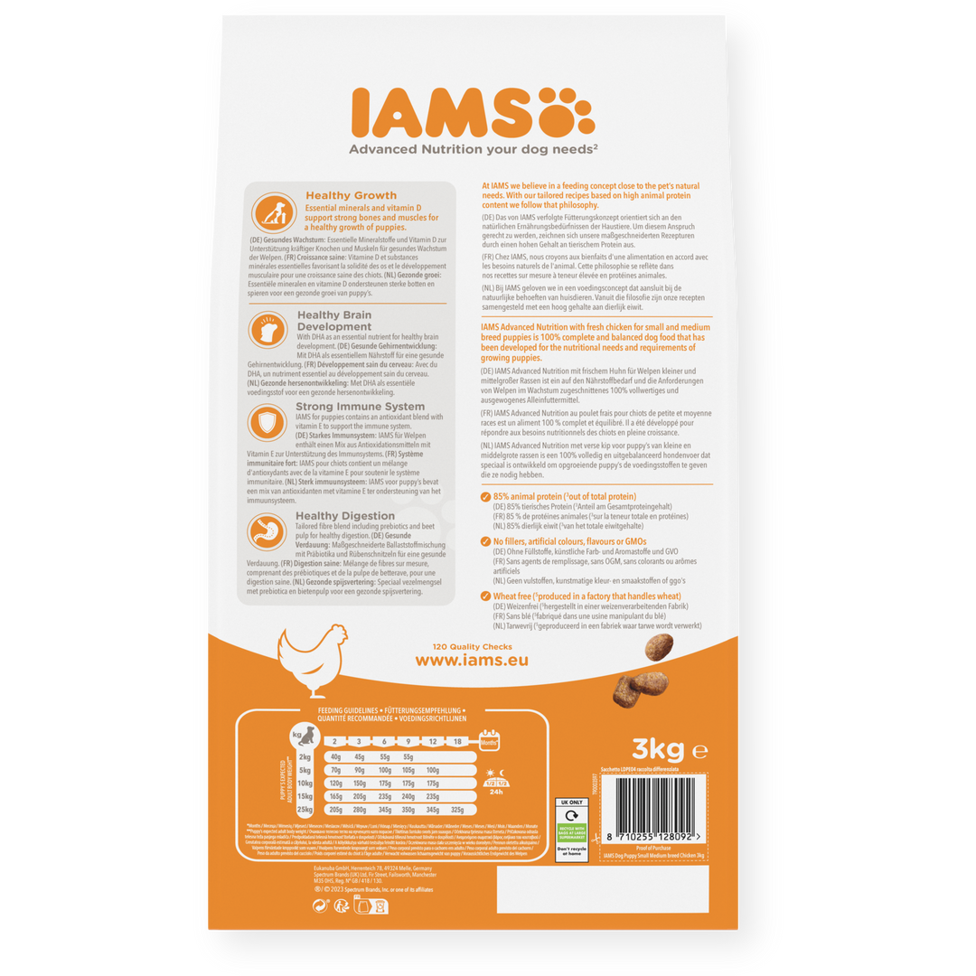 IAMS Welpenfutter – Mit frischem Huhn | Kleine & mittelgroße Rassen