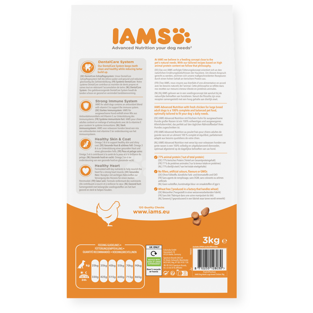 IAMS Trockenfutter Große Hunde – Mit frischem Huhn | Große Rassen ab 1 Jahr