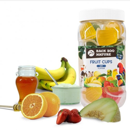 Fruit Cups Mix – 24 Stück Fruchtsnacks für Vögel & Nagetiere