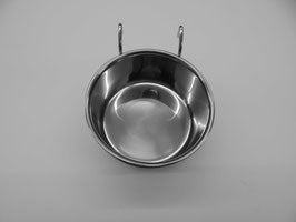 Edelstahl-Futternapf zum Einhängen ins Gitter, robust und leicht zu reinigen.