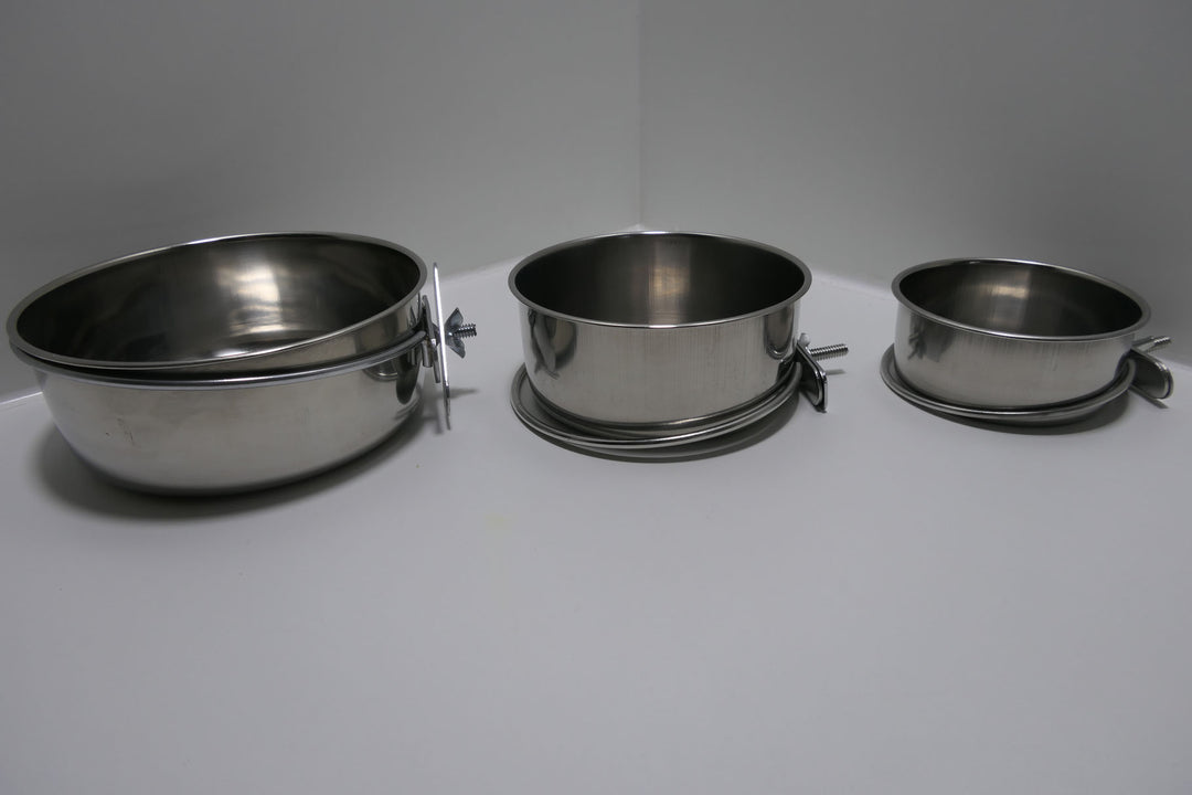 Edelstahl Futternapf mit Schraubring für Volieren – verschiedene Größen