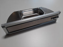 Edelstahlfutterwendeplatte BAWA im Einbaurahmen für Volieren