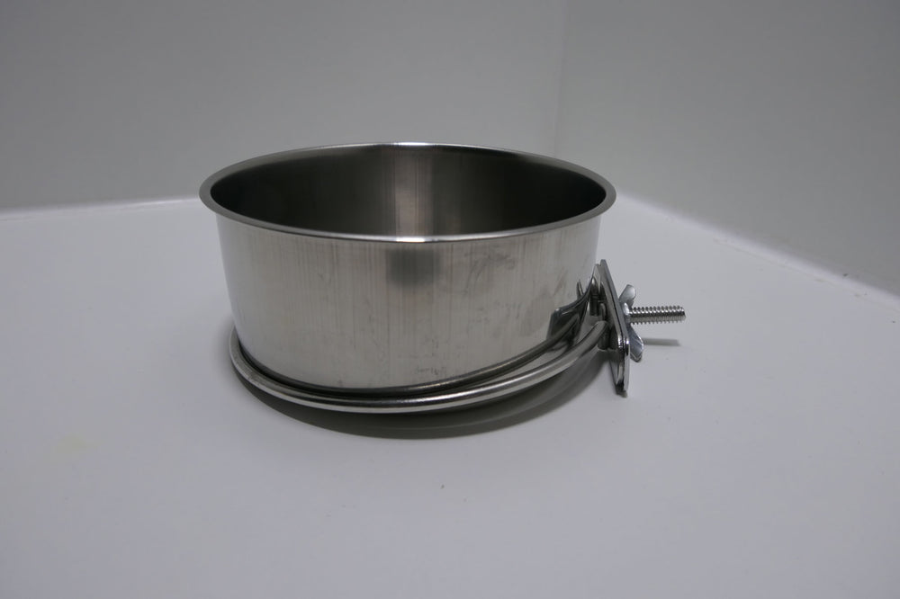 Edelstahlnapf mit Schraubhalter – Futternapf zum Einhängen im Käfig
