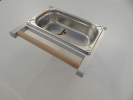 Edelstahlwanne klein Wandmontage mit Sitzstange für Sittiche und Papageien