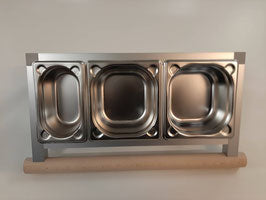 Edelstahlwannen-Station Wandmontage 2+1 für Sittiche und Papageien