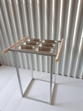 Futterstation 6-fach mit Edelstahlwannen für Sittiche und Papageien