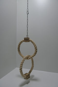 Kletterring Ø 15 cm mit Edelstahlkette und Holzwürfel