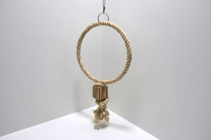 Kletterring aus Holz mit Edelstahlkette für Vögel