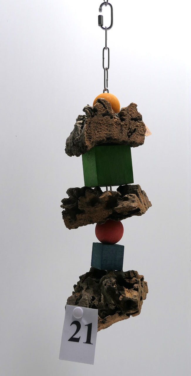 Nymphensittich Kork Schrederspaß Nr. 21 – handgefertigtes Spielzeug.