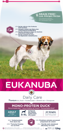 EUKANUBA Daily Care Trockenfutter (Kroketten) für ausgewachsene Hunde – Mono-Protein-Rezeptur mit viel gefrierfrischer Ente