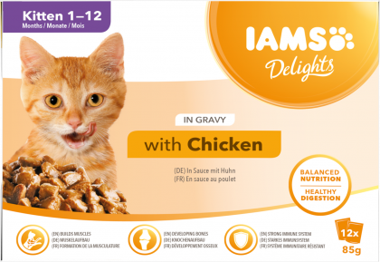 IAMS  Nassfutter  für Kätzchen mit Huhn in Sauce. (Kitten 1-12)