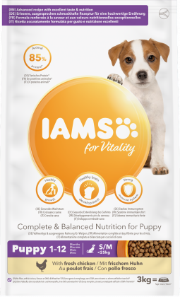 IAMS für Vitality Trockenfutter  mit frischem Huhn für Welpen kleiner und mittelgroßer Rassen