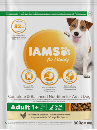 IAMS für Vitality Trockenfutter mit frischem Huhn für ausgewachsene Hunde kleiner und mittelgroßer Rassen